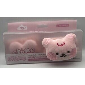 The Creme Shop Teddy Wrist Cuff Set Plush Water Absorbent Pink Fluff NEW